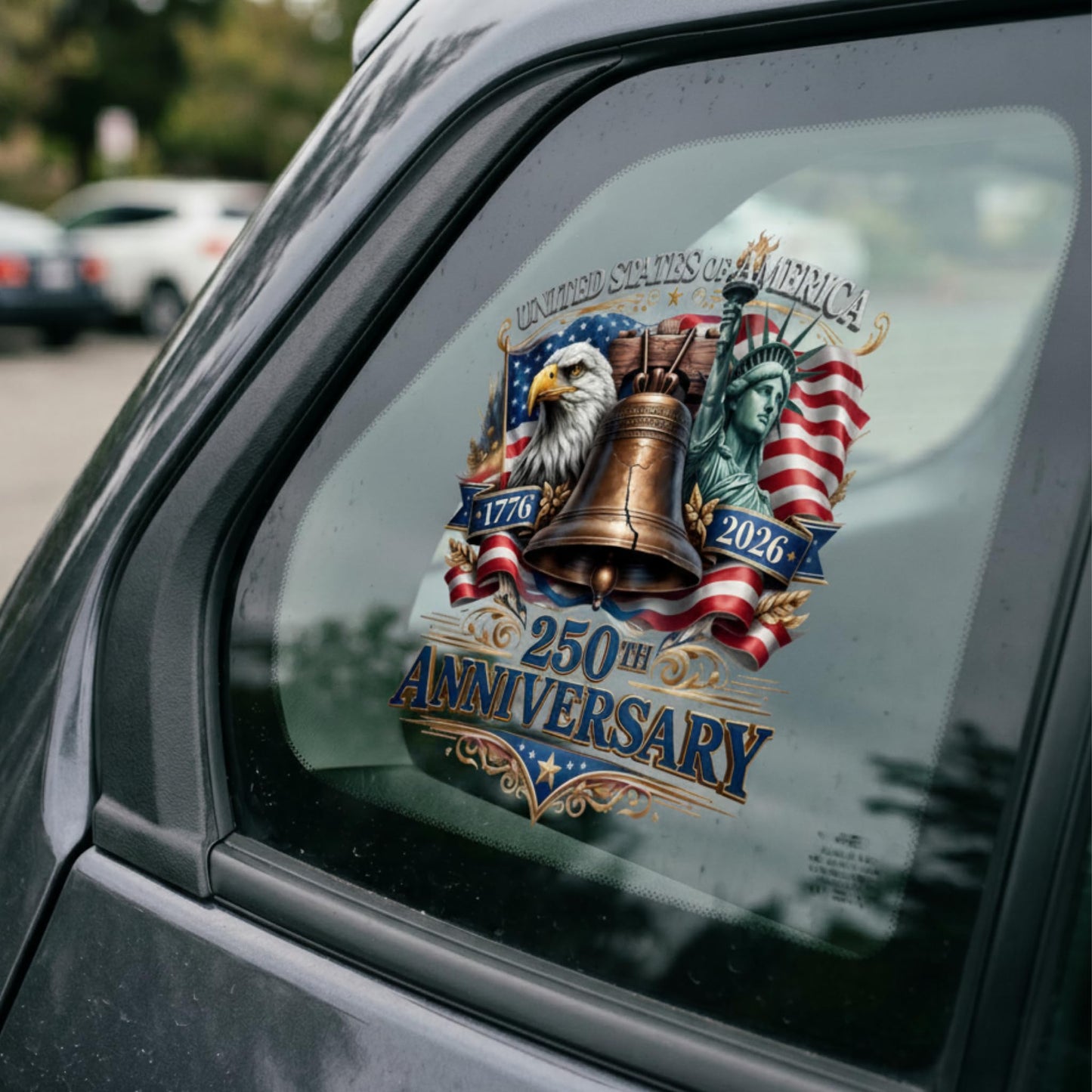 2pcs USA 250th Anniversary Merchandise - Patriotic 1776-2026 Vinyl Car Decals and Bumper Stickers for Cars, Trucks, Vehicles, 250 Years Commemorative Window Decal