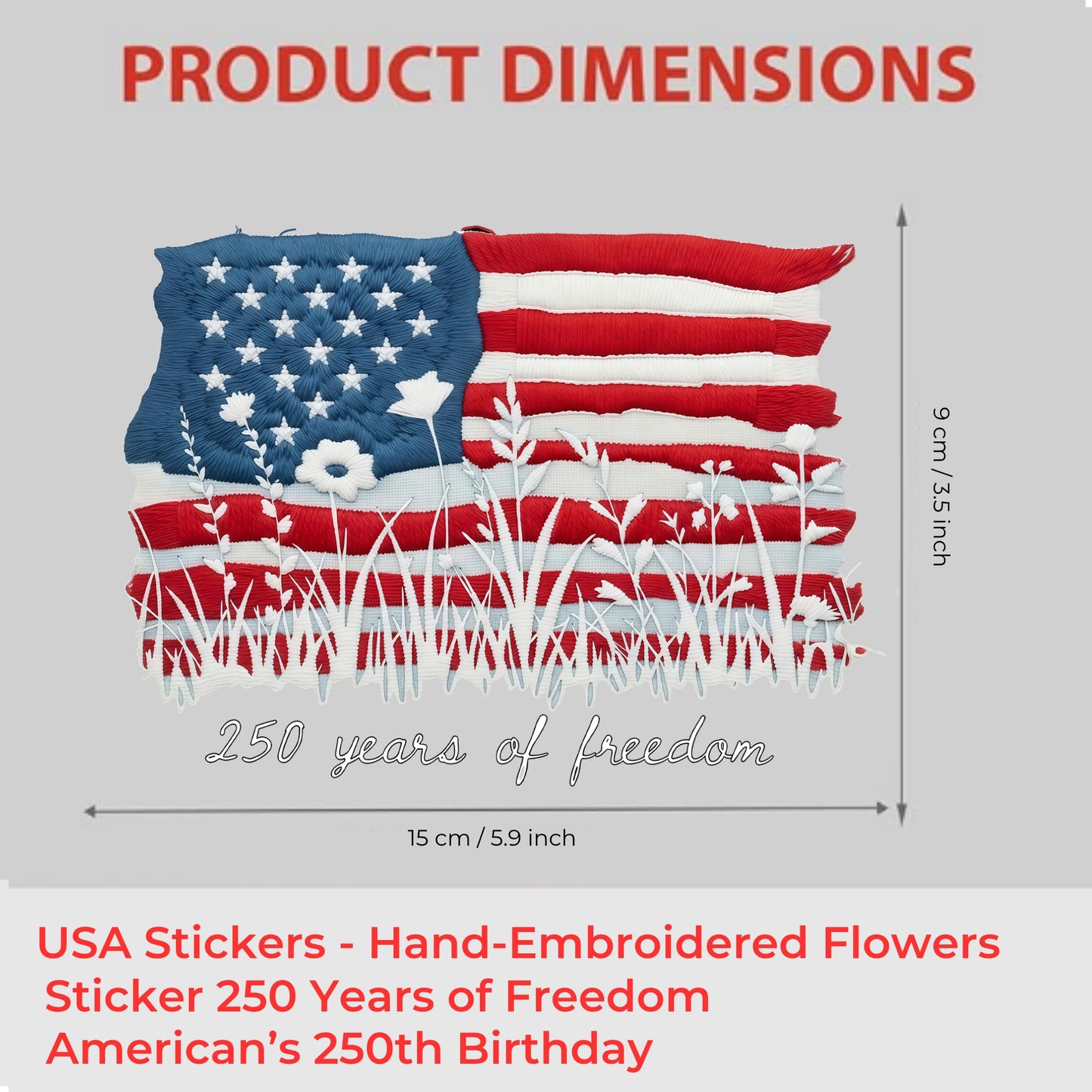 2pcs USA 250th Anniversary Merchandise - Patriotic 1776-2026 Vinyl Car Decals and Bumper Stickers for Cars, Trucks, Vehicles, 250 Years Commemorative Window Decal