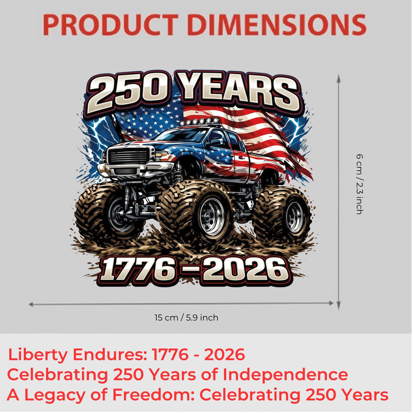 2pcs USA 250th Anniversary Merchandise - Patriotic 1776-2026 Vinyl Car Decals and Bumper Stickers for Cars, Trucks, Vehicles, 250 Years Commemorative Window Decal