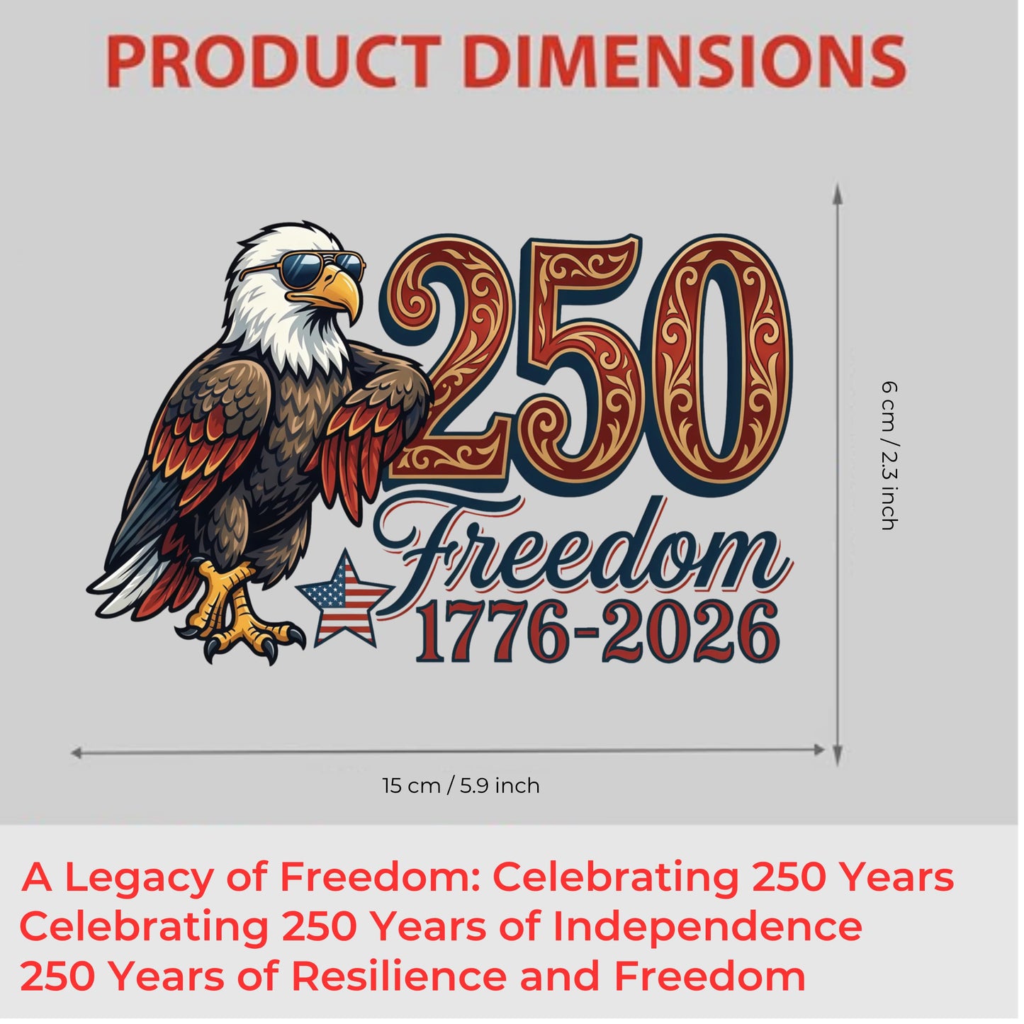 2pcs USA 250th Anniversary Merchandise - Patriotic 1776-2026 Vinyl Car Decals and Bumper Stickers for Cars, Trucks, Vehicles, 250 Years Commemorative Window Decal
