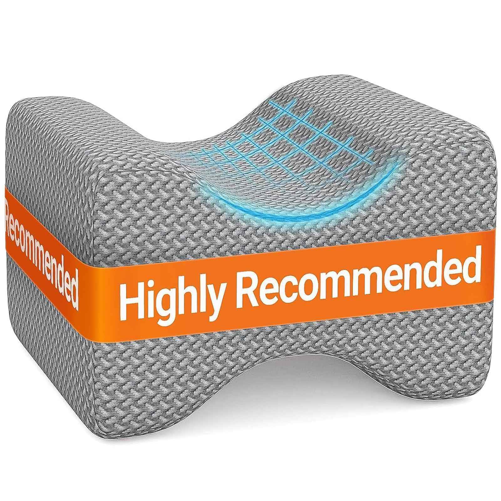 BlissTrends Memory Foam Knee Pillow, Knee Pillow for Side Sleepers, Leg Pillows for Sleeping Blood Circulation, Elevation Pillow for Spine Aligning, Sciatica, Back, Hip, Knee, Ankle Pain, Grey