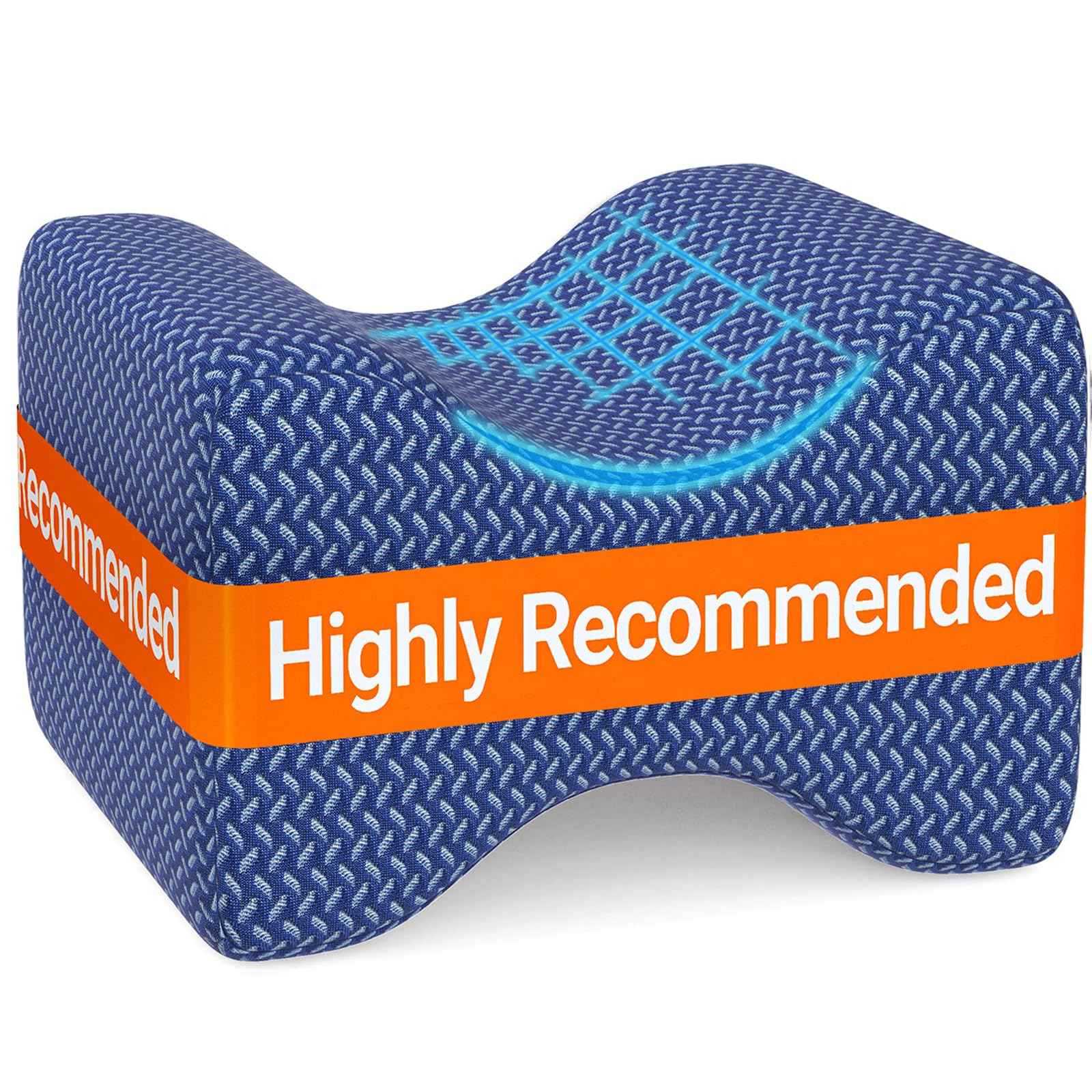 BlissTrends Memory Foam Knee Pillow, Knee Pillow for Side Sleepers, Leg Pillows for Sleeping Blood Circulation, Elevation Pillow for Spine Aligning, Sciatica, Back, Hip, Knee, Ankle Pain, Grey