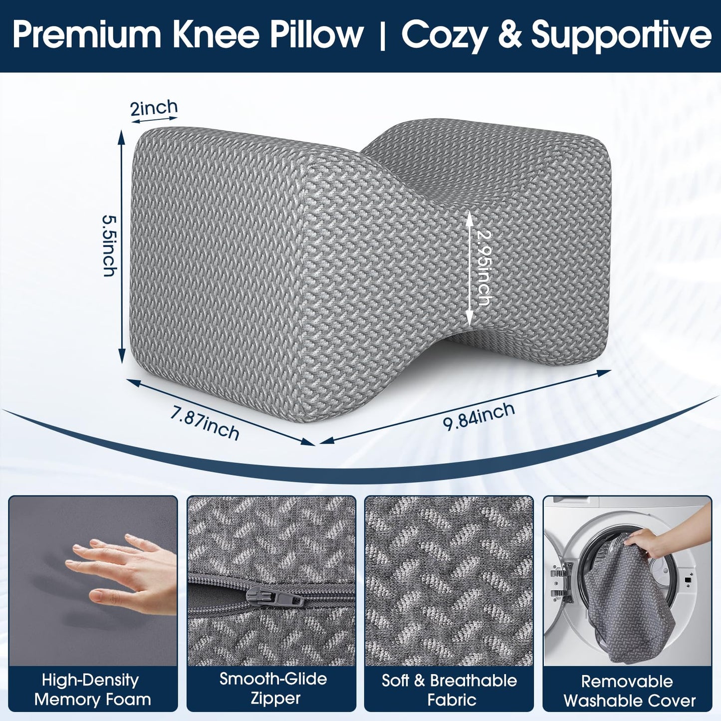 BlissTrends Memory Foam Knee Pillow – Ergonomic Support for Side Sleepers | Relieves Sciatica, Back & Hip Pain