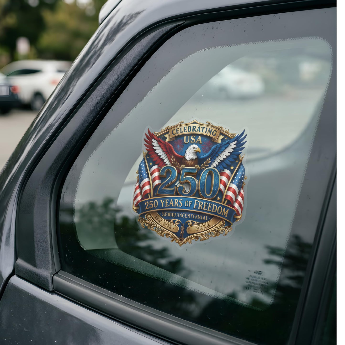 2pcs USA 250th Anniversary Merchandise - Patriotic 1776-2026 Vinyl Car Decals and Bumper Stickers for Cars, Trucks, Vehicles, 250 Years Commemorative Window Decal