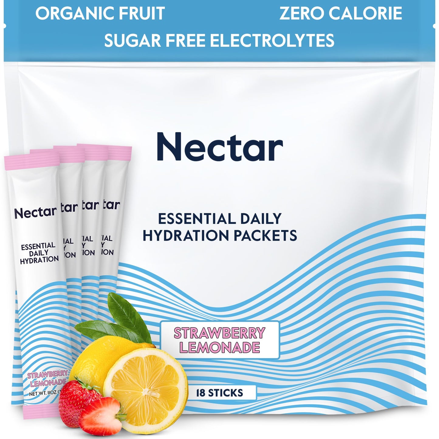 Nectar Hydration Packets - Electrolytes Powder Packets - Sugar Free & 0 Calorie - Organic Fruit Liquid Daily IV Electrolytes Powder for Dehydration Relief and Rehydration (Variety 30 Pack)