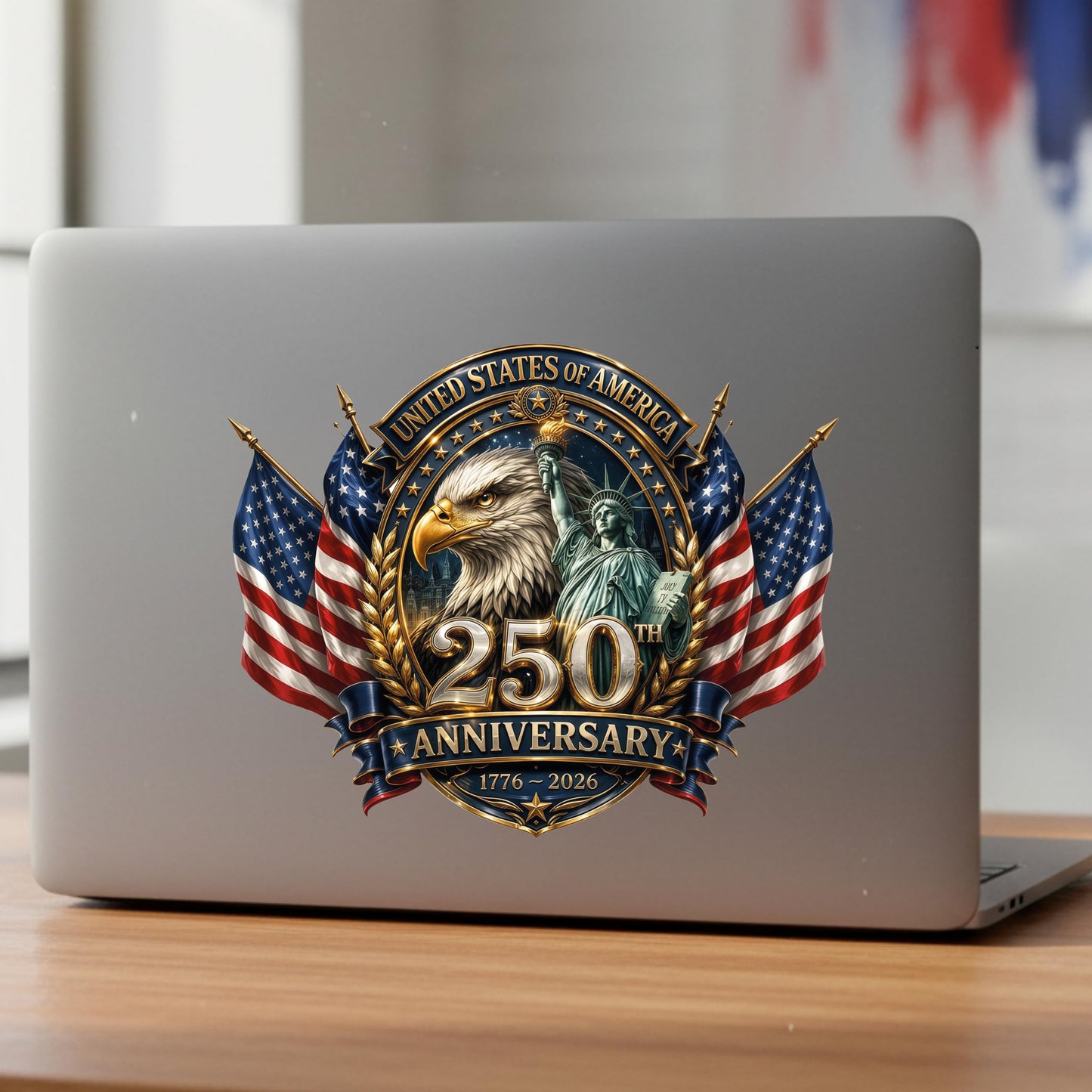 2pcs USA 250th Anniversary Merchandise - Patriotic 1776-2026 Vinyl Car Decals and Bumper Stickers for Cars, Trucks, Vehicles, 250 Years Commemorative Window Decal