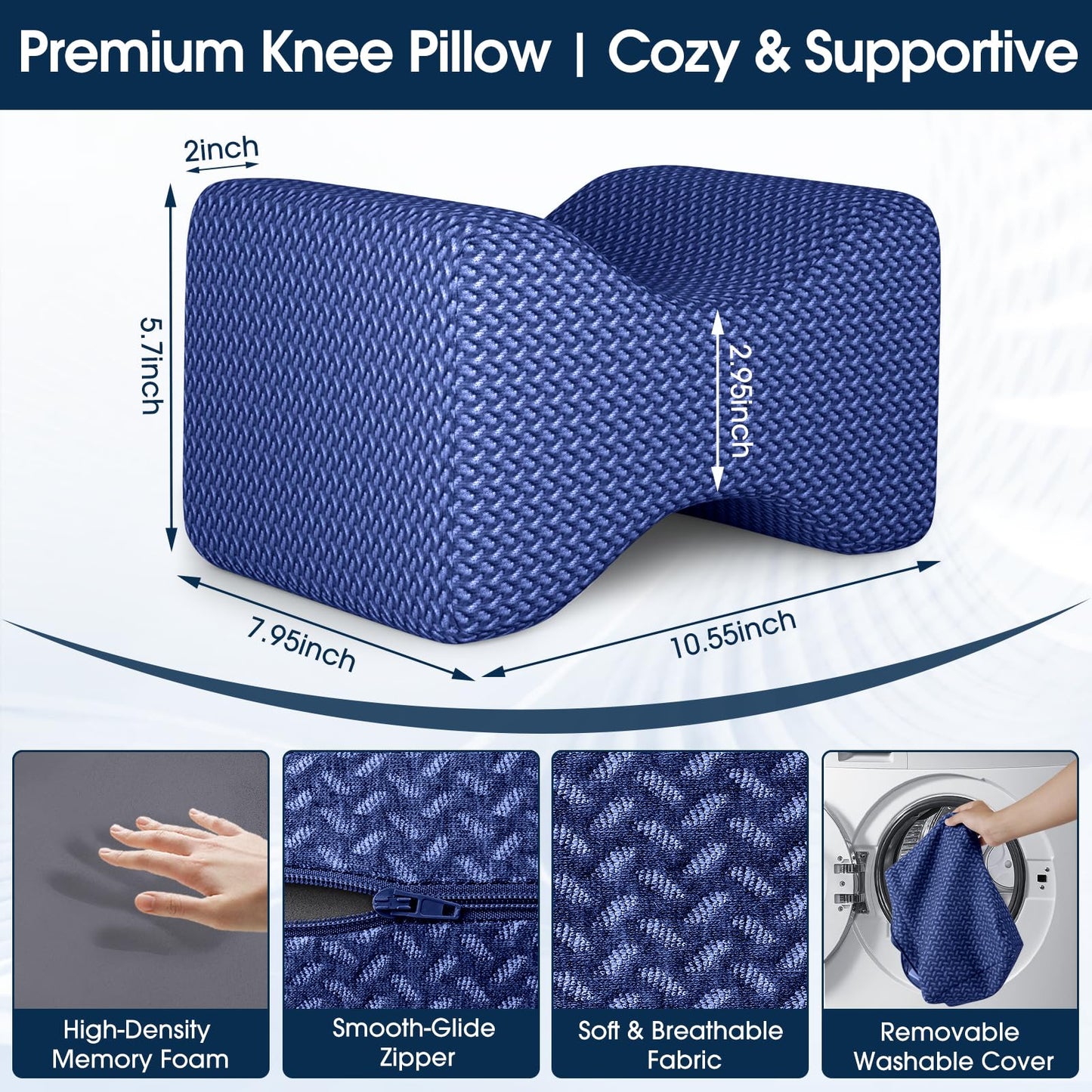 BlissTrends Memory Foam Knee Pillow – Ergonomic Support for Side Sleepers | Relieves Sciatica, Back & Hip Pain