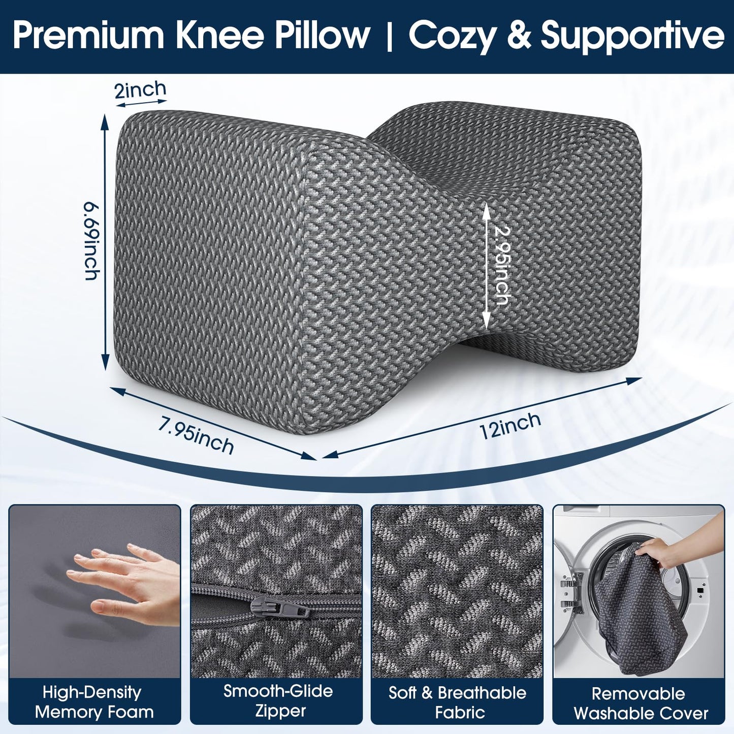 BlissTrends Memory Foam Knee Pillow – Ergonomic Support for Side Sleepers | Relieves Sciatica, Back & Hip Pain