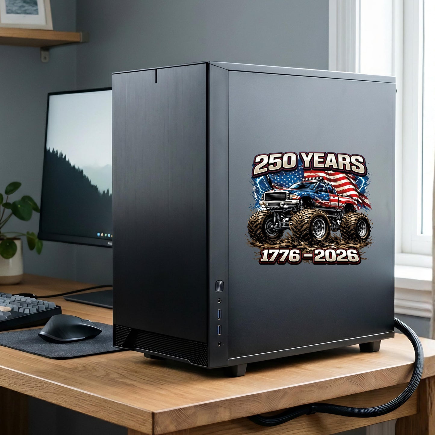 2pcs USA 250th Anniversary Merchandise - Patriotic 1776-2026 Vinyl Car Decals and Bumper Stickers for Cars, Trucks, Vehicles, 250 Years Commemorative Window Decal