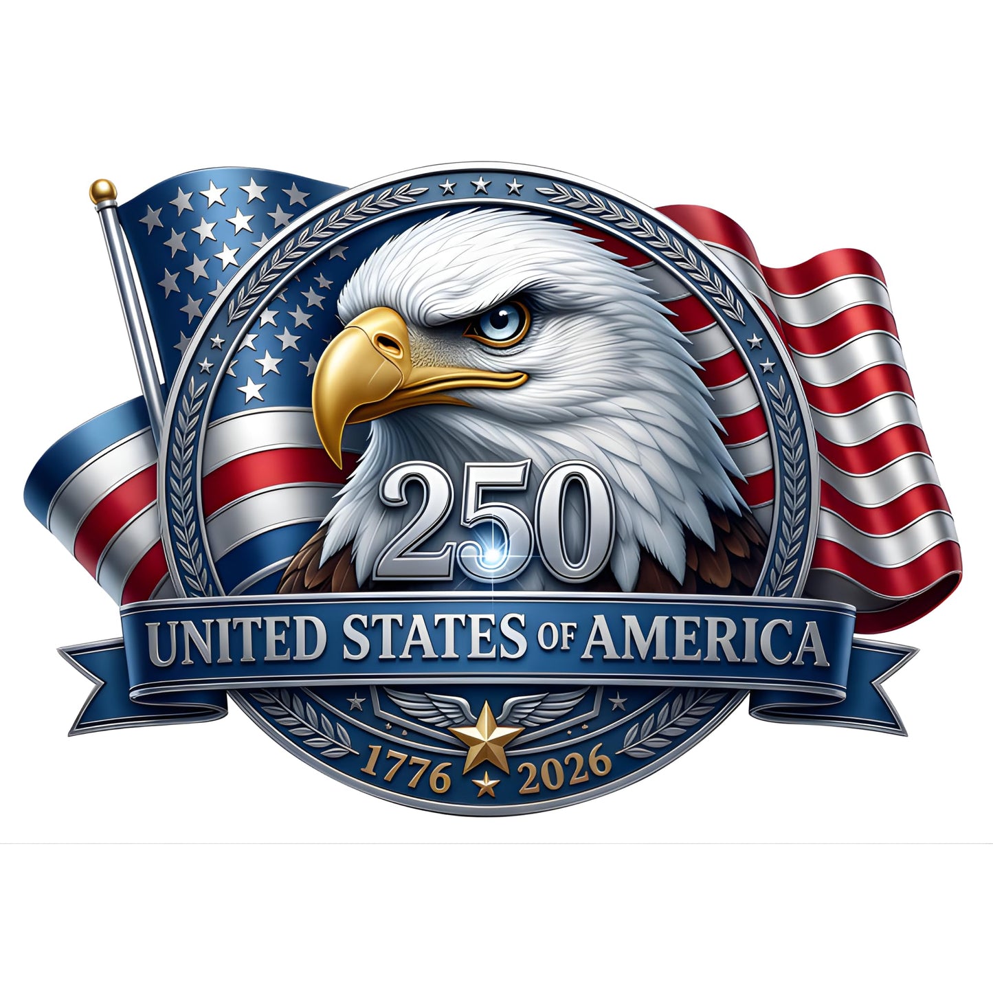 2pcs USA 250th Anniversary Merchandise - Patriotic 1776-2026 Vinyl Car Decals and Bumper Stickers for Cars, Trucks, Vehicles, 250 Years Commemorative Window Decal