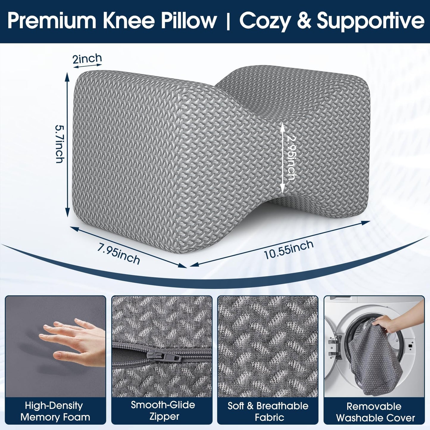 BlissTrends Memory Foam Knee Pillow – Ergonomic Support for Side Sleepers | Relieves Sciatica, Back & Hip Pain
