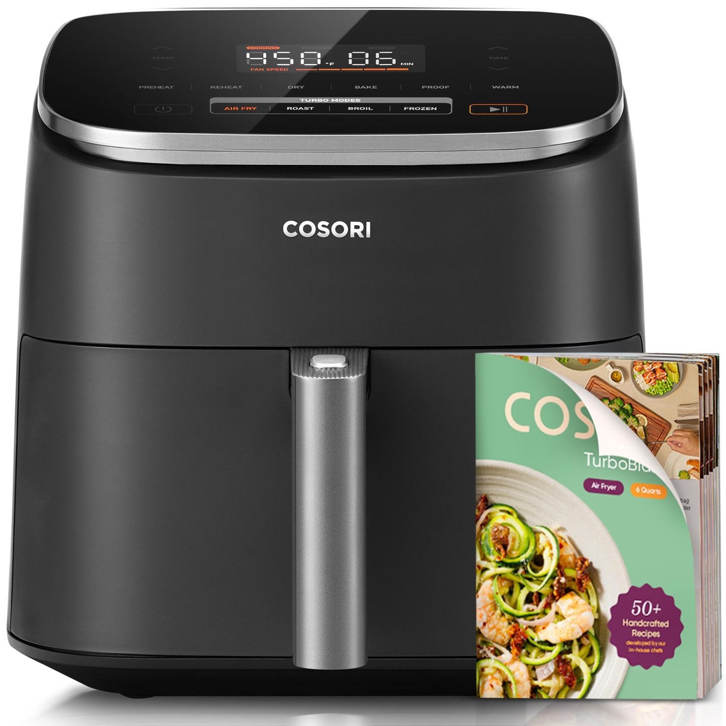 Cosori 9-in-1 TurboBlaze Air Fryer 6 Qt, Smart Control, 90°–450°F, Shake Reminders, Precise Heating for Even Results, Air Fry, Roast, Bake, Broil, Dry, Frozen, Proof, Reheat, Keep Warm, 120V, Cream