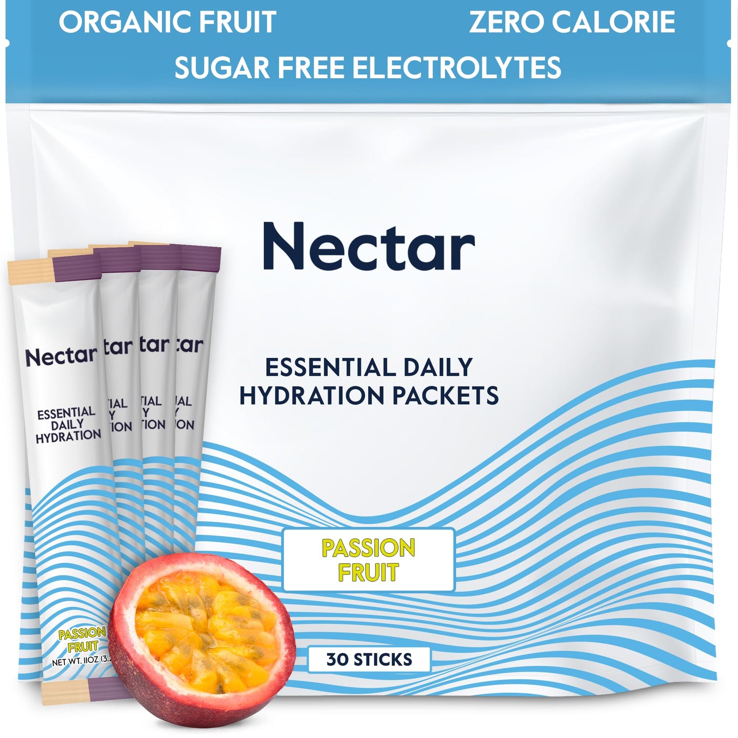 Nectar Hydration Packets - Electrolytes Powder Packets - Sugar Free & 0 Calorie - Organic Fruit Liquid Daily IV Electrolytes Powder for Dehydration Relief and Rehydration (Variety 30 Pack)