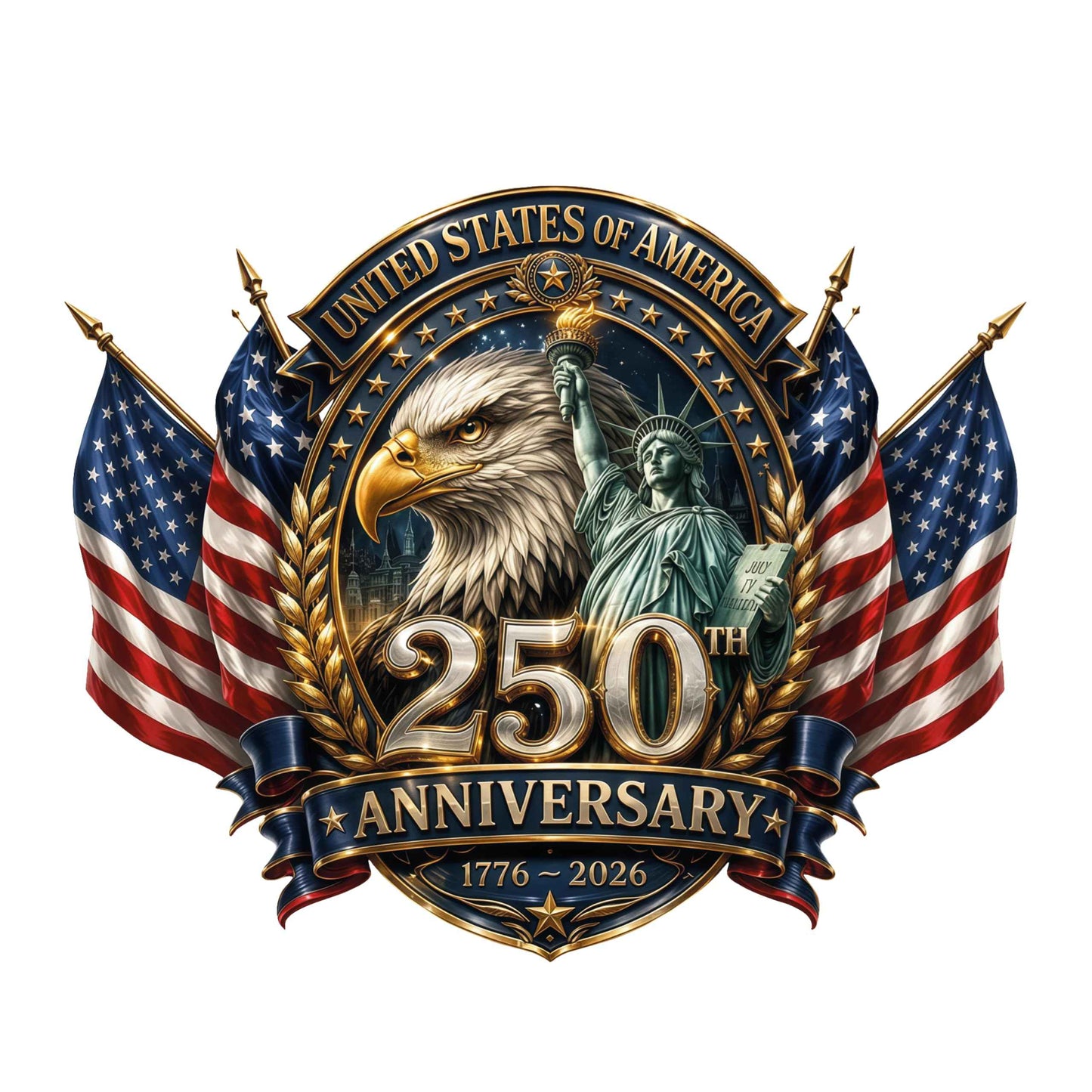 2pcs USA 250th Anniversary Merchandise - Patriotic 1776-2026 Vinyl Car Decals and Bumper Stickers for Cars, Trucks, Vehicles, 250 Years Commemorative Window Decal
