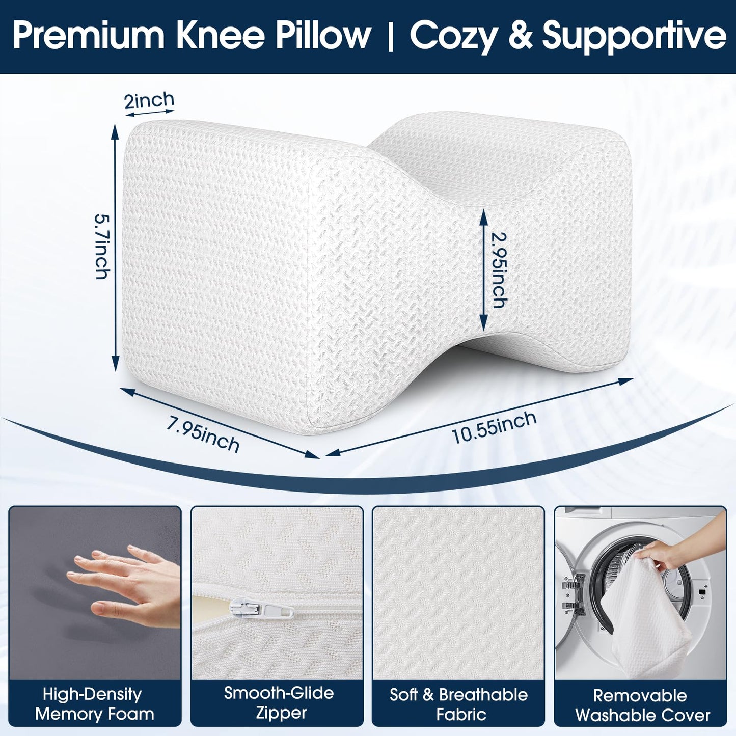 BlissTrends Memory Foam Knee Pillow – Ergonomic Support for Side Sleepers | Relieves Sciatica, Back & Hip Pain