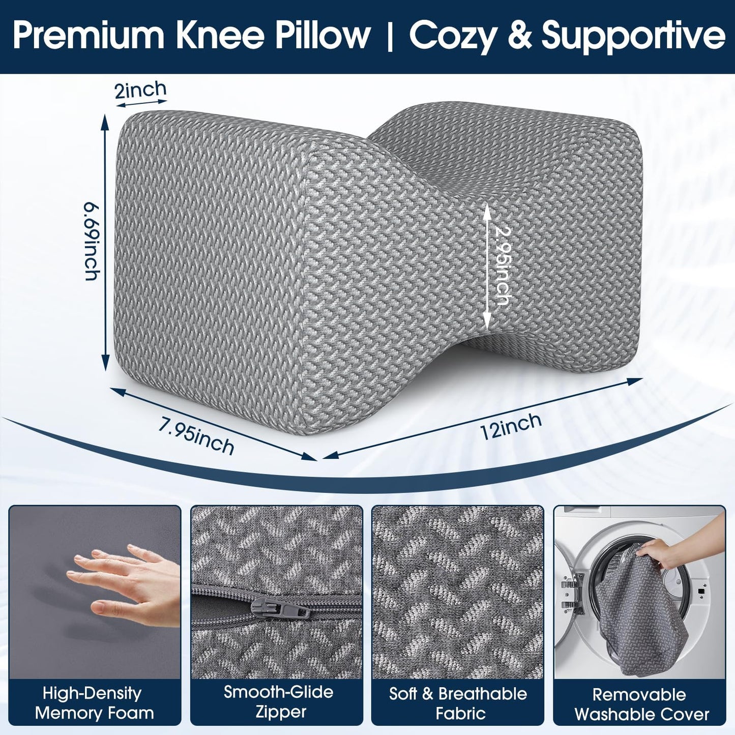 BlissTrends Memory Foam Knee Pillow – Ergonomic Support for Side Sleepers | Relieves Sciatica, Back & Hip Pain