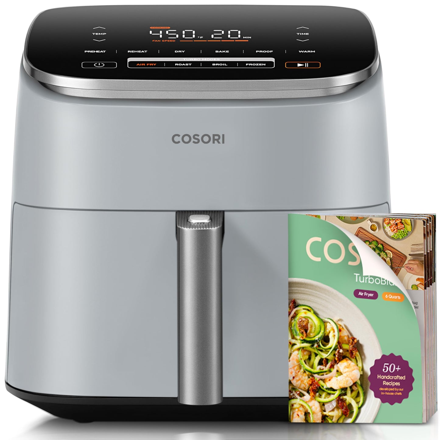 Cosori 9-in-1 TurboBlaze Air Fryer 6 Qt, Smart Control, 90°–450°F, Shake Reminders, Precise Heating for Even Results, Air Fry, Roast, Bake, Broil, Dry, Frozen, Proof, Reheat, Keep Warm, 120V, Cream