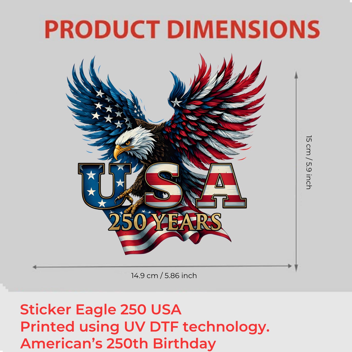 2pcs USA 250th Anniversary Merchandise - Patriotic 1776-2026 Vinyl Car Decals and Bumper Stickers for Cars, Trucks, Vehicles, 250 Years Commemorative Window Decal