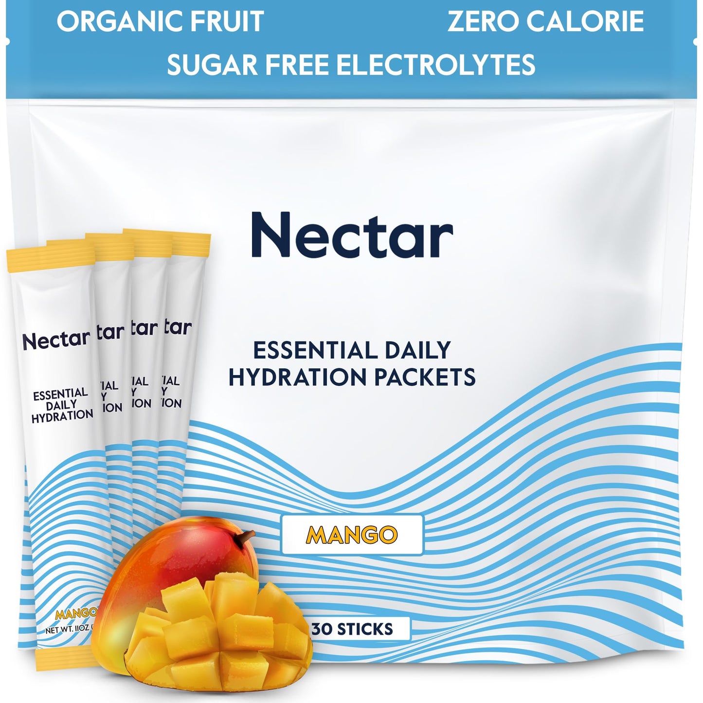 Nectar Hydration Packets - Electrolytes Powder Packets - Sugar Free & 0 Calorie - Organic Fruit Liquid Daily IV Electrolytes Powder for Dehydration Relief and Rehydration (Variety 30 Pack)