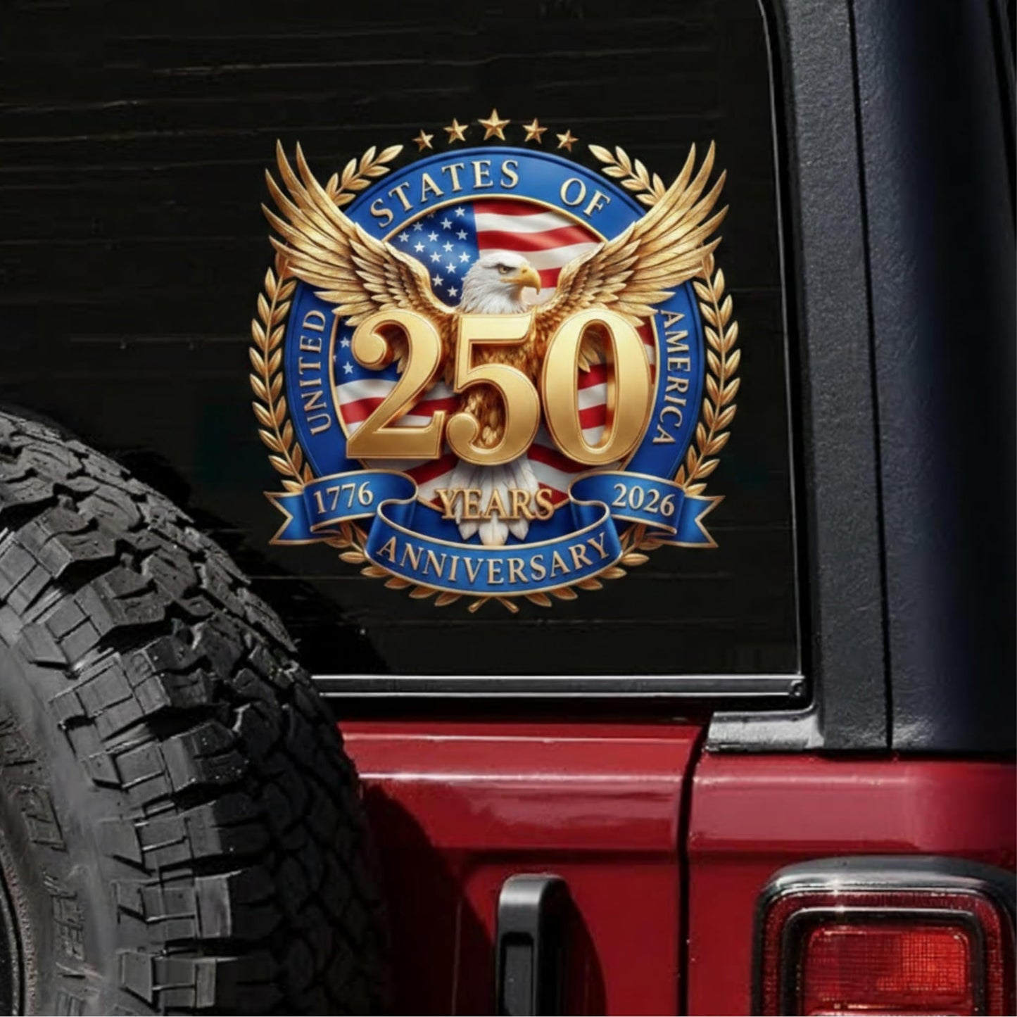 2pcs USA 250th Anniversary Merchandise - Patriotic 1776-2026 Vinyl Car Decals and Bumper Stickers for Cars, Trucks, Vehicles, 250 Years Commemorative Window Decal