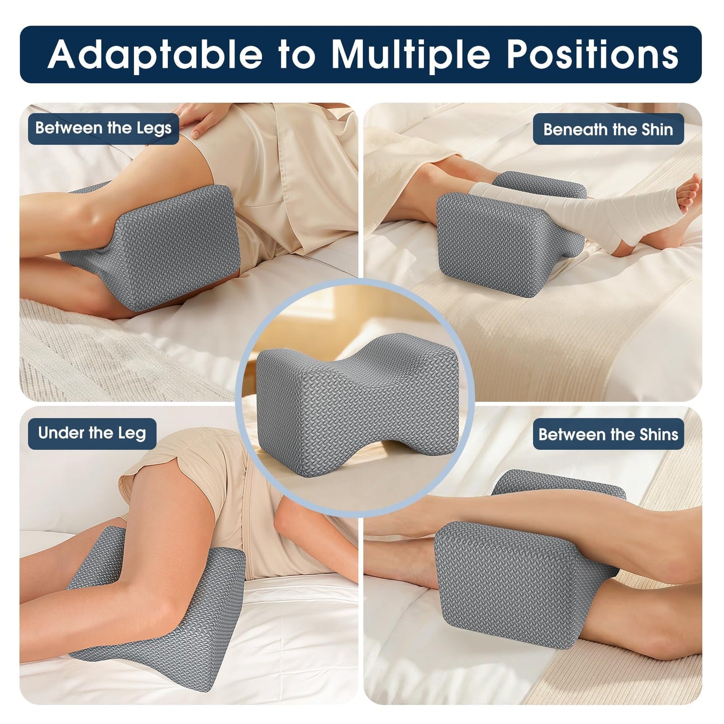 BlissTrends Memory Foam Knee Pillow – Ergonomic Support for Side Sleepers | Relieves Sciatica, Back & Hip Pain
