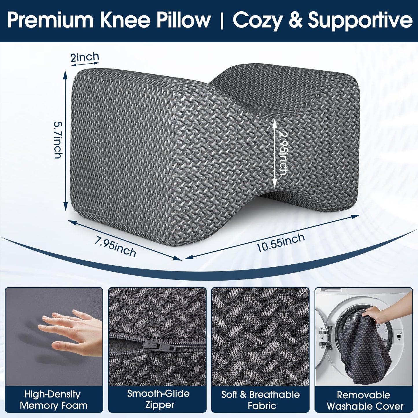 BlissTrends Memory Foam Knee Pillow – Ergonomic Support for Side Sleepers | Relieves Sciatica, Back & Hip Pain