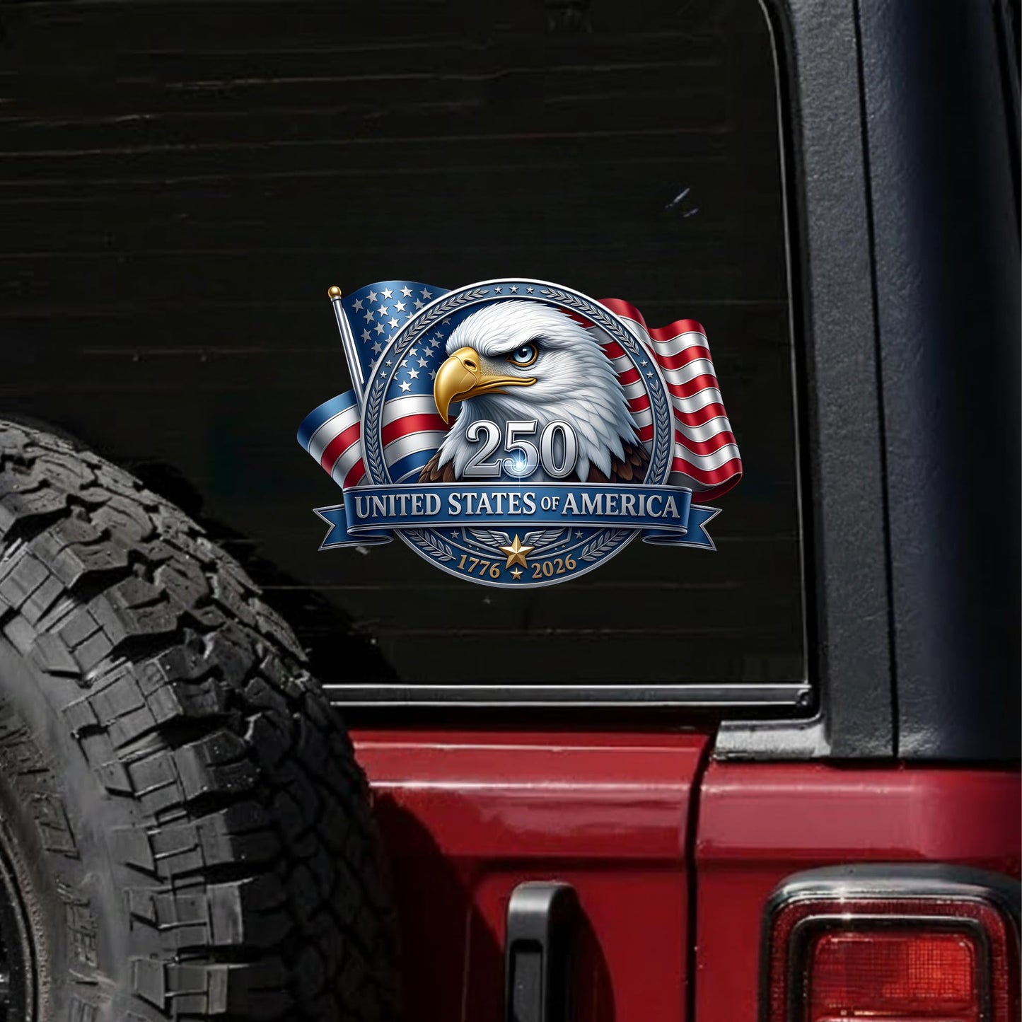 2pcs USA 250th Anniversary Merchandise - Patriotic 1776-2026 Vinyl Car Decals and Bumper Stickers for Cars, Trucks, Vehicles, 250 Years Commemorative Window Decal