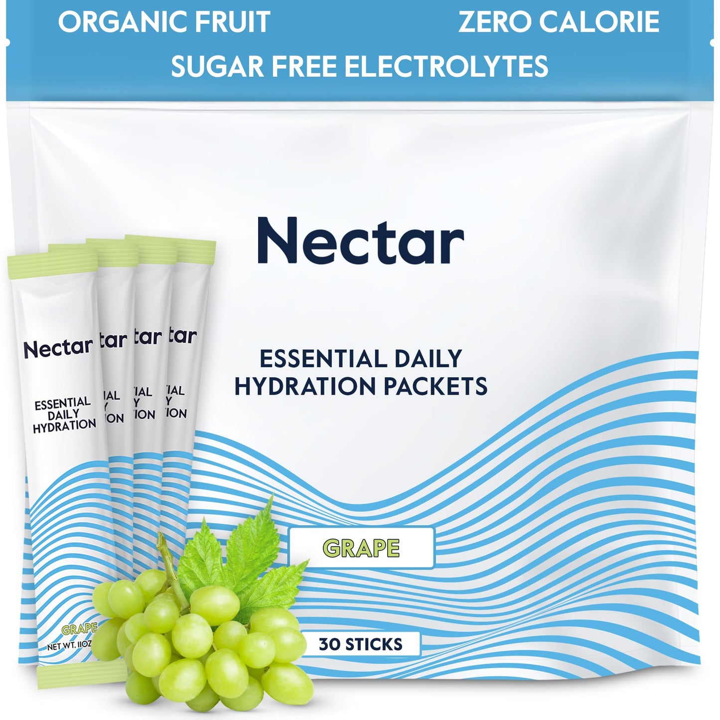 Nectar Hydration Packets - Electrolytes Powder Packets - Sugar Free & 0 Calorie - Organic Fruit Liquid Daily IV Electrolytes Powder for Dehydration Relief and Rehydration (Variety 30 Pack)