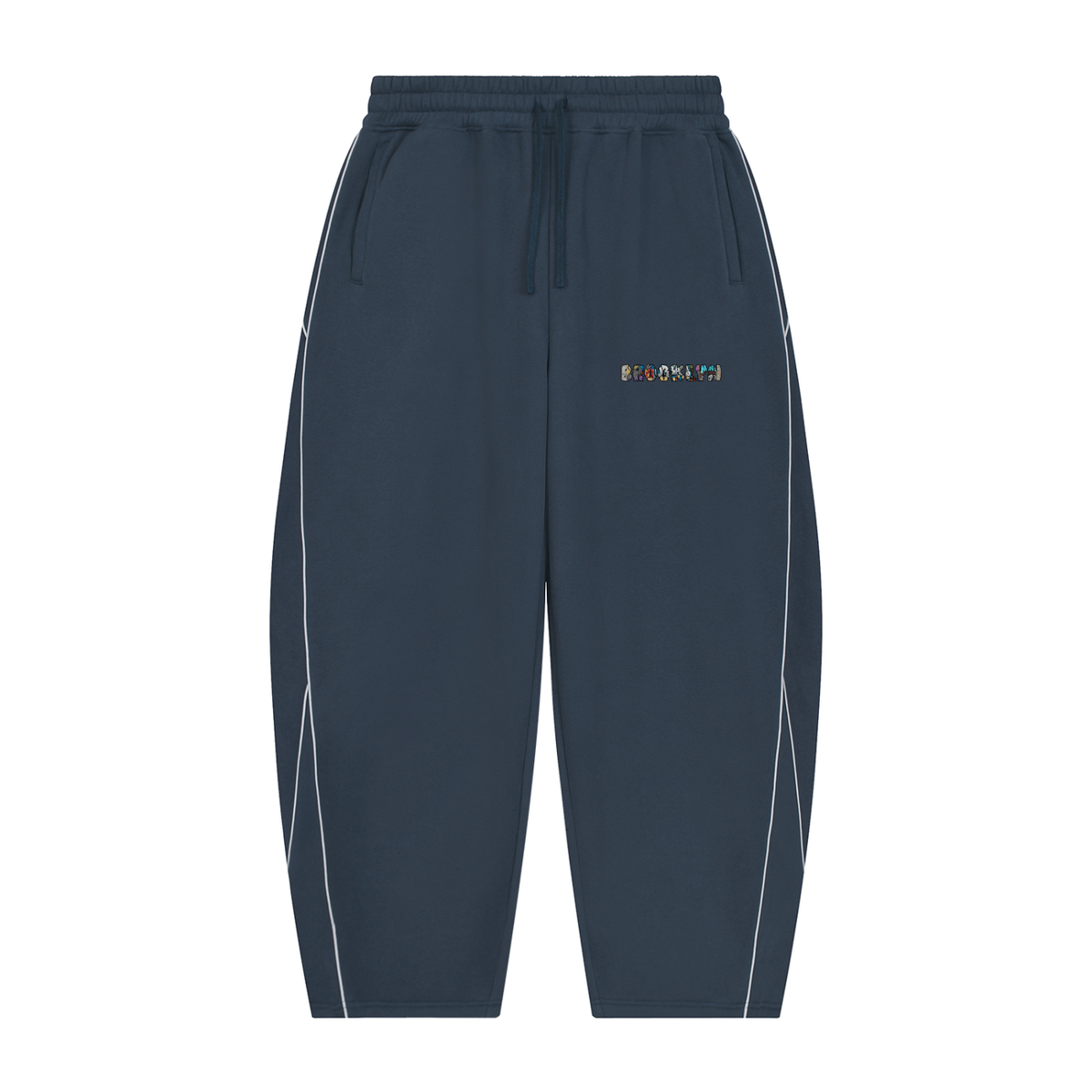 Unisex Piping Fleece Barrel Leg Sweatpants