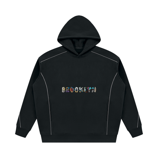 Unisex Oversized Piping Fleece Hoodie