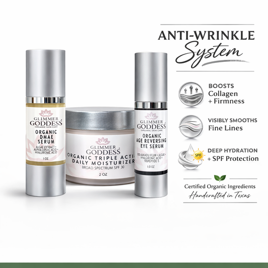 Organic Anti-Wrinkle Kit – 3-Step Collagen Boosting, Firming & Lifting Skincare System with DMAE & SPF 30