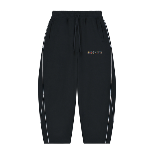 Unisex Piping Fleece Barrel Leg Sweatpants