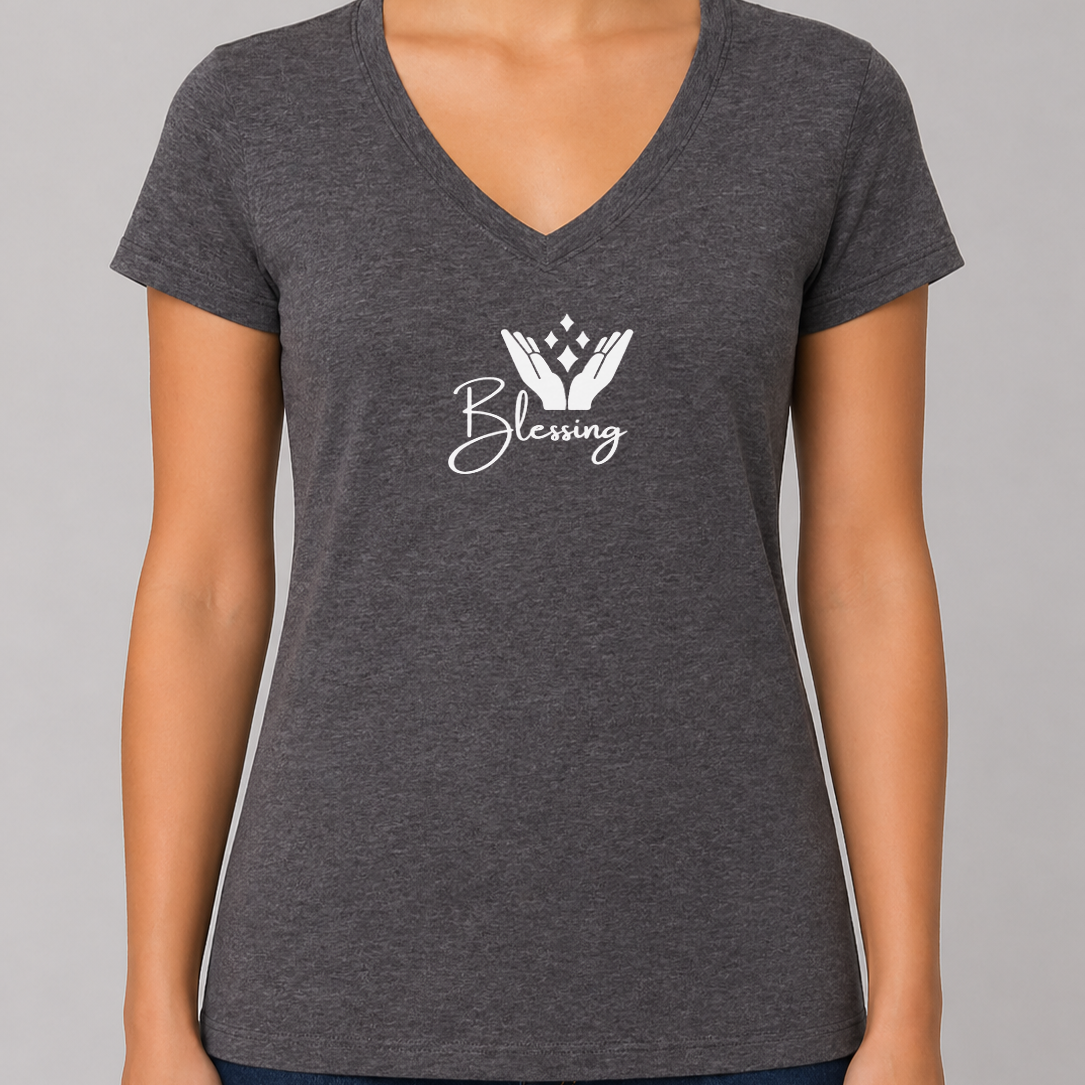 "Blessings"Women’s Jersey V-Neck Tee