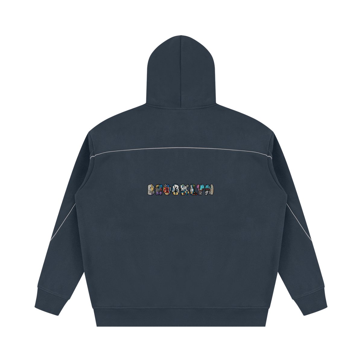Unisex Oversized Piping Fleece Hoodie