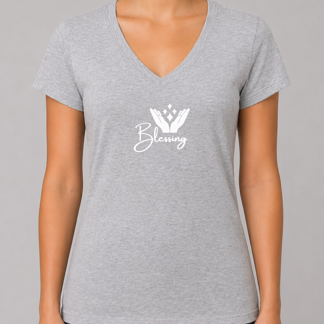 "Blessings"Women’s Jersey V-Neck Tee
