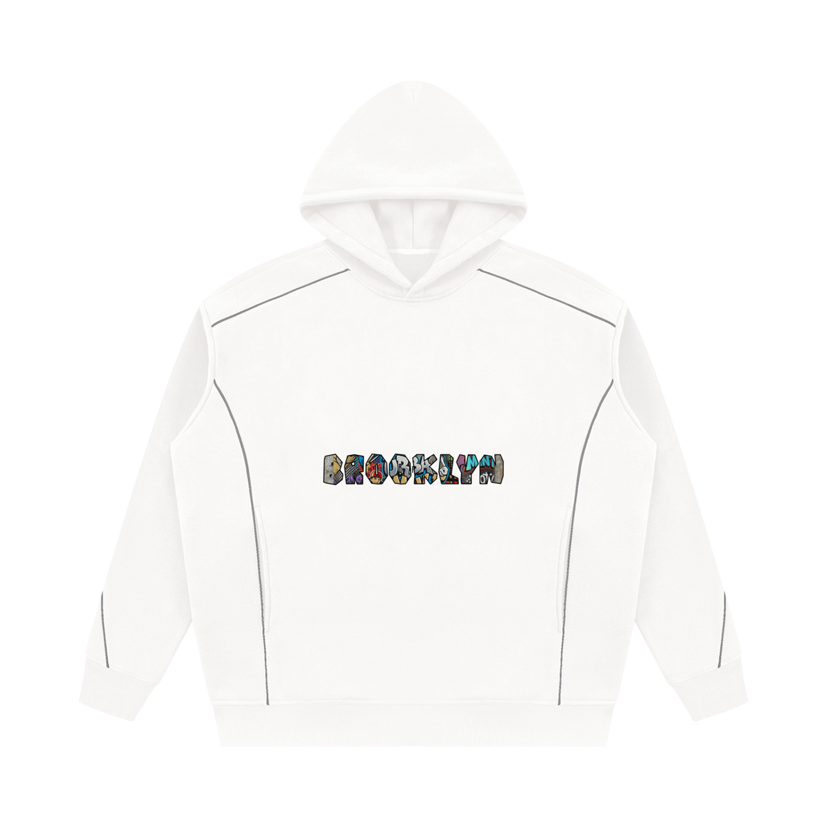 Unisex Oversized Piping Fleece Hoodie