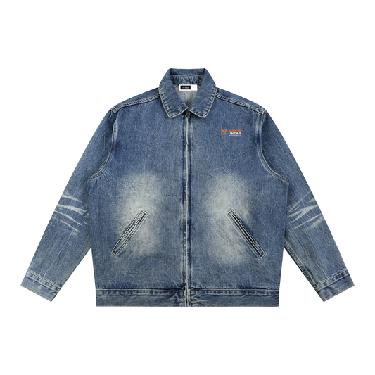 Kinetic Wear Vintage Wash Zip Up Denim Jacket