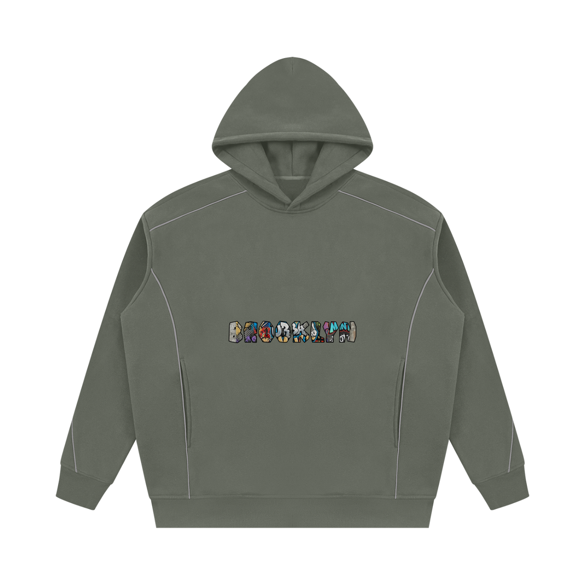 Unisex Oversized Piping Fleece Hoodie