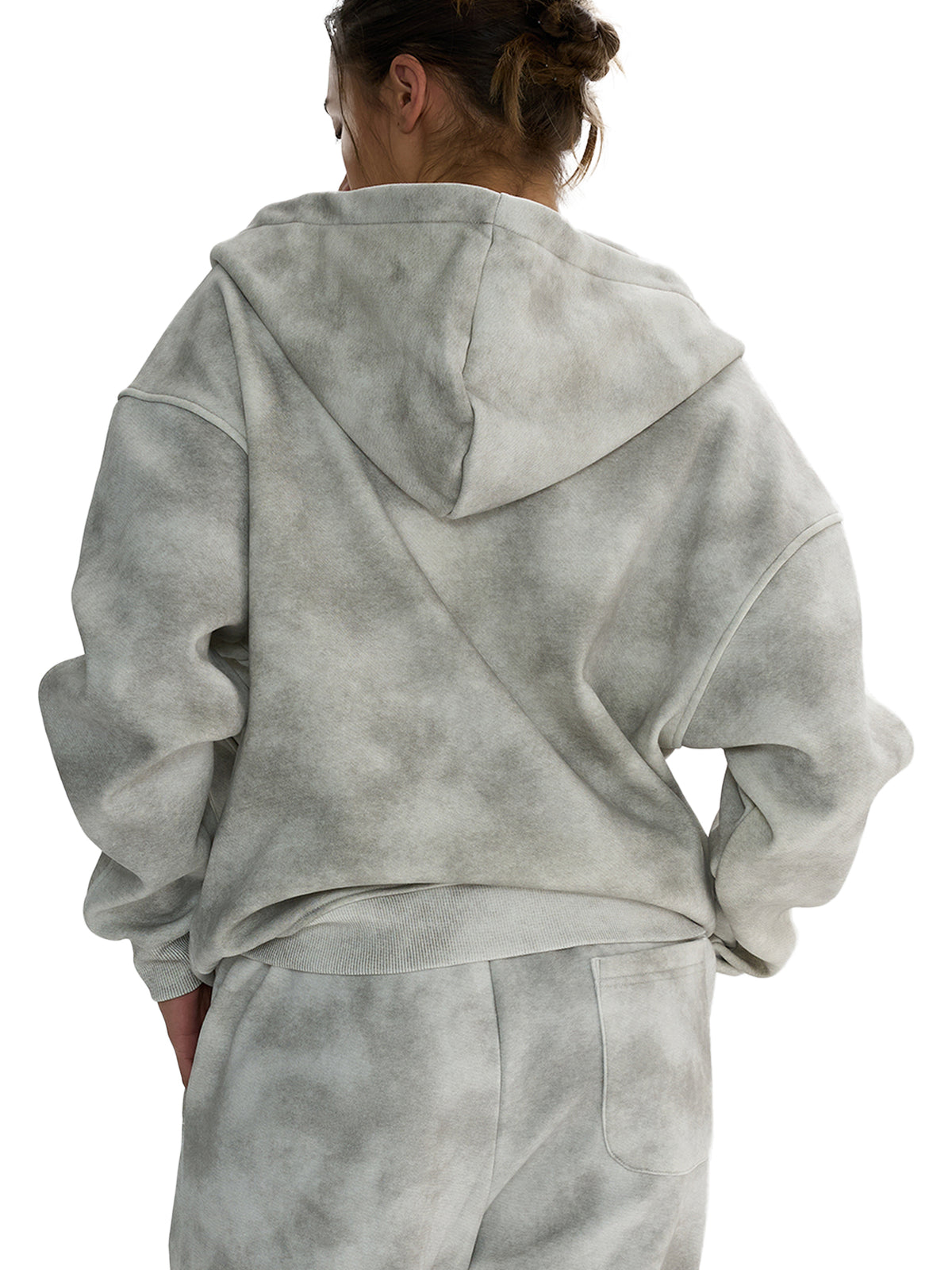 Kinetic Wear Dirty Washed Zip-Up Fleece Hoodie