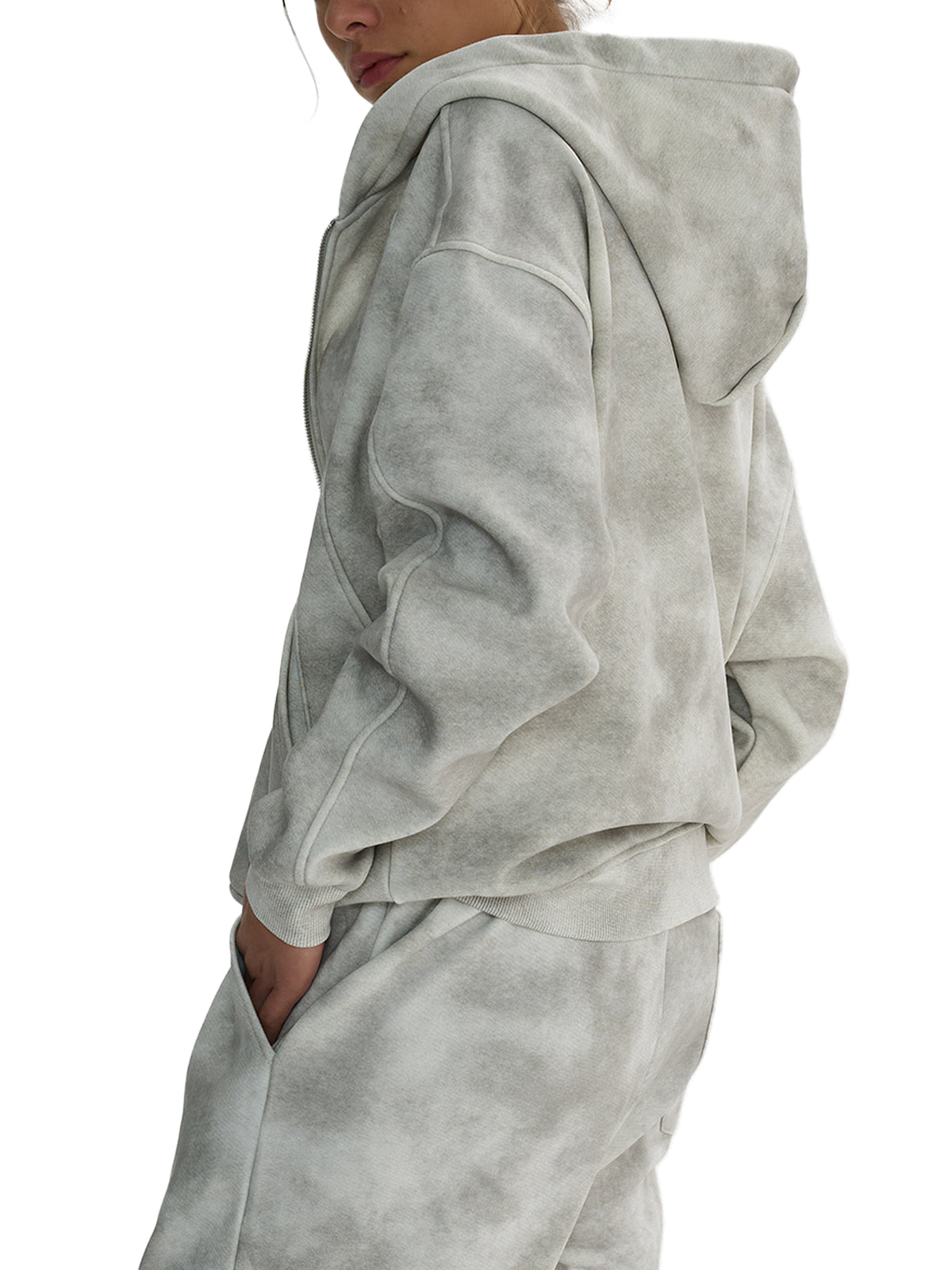 Kinetic Wear Dirty Washed Zip-Up Fleece Hoodie