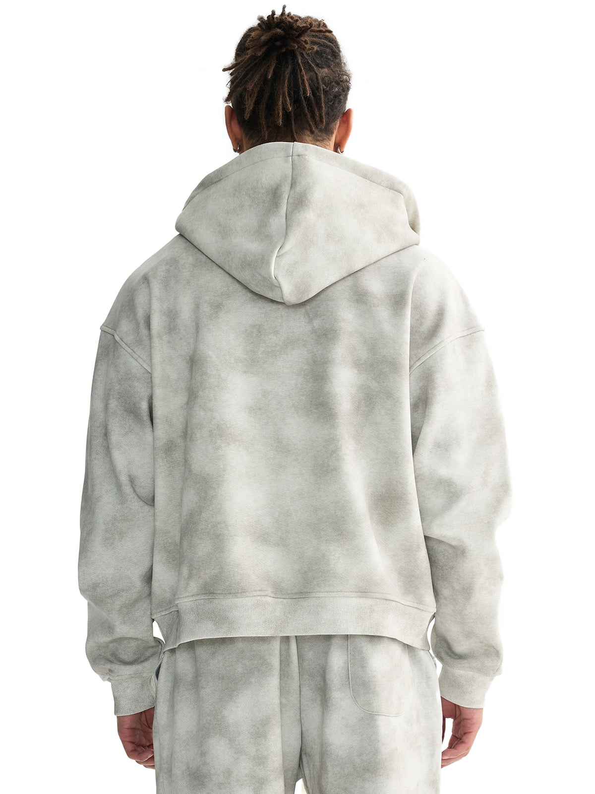 Kinetic Wear Dirty Washed Zip-Up Fleece Hoodie