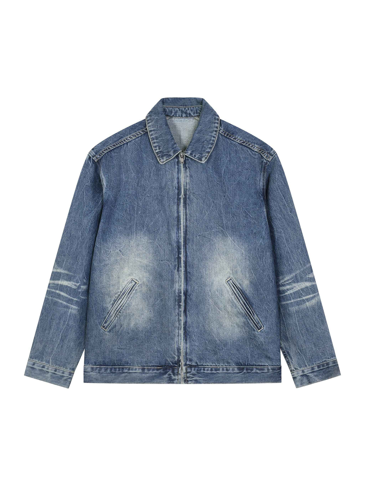 Kinetic Wear Vintage Wash Zip Up Denim Jacket