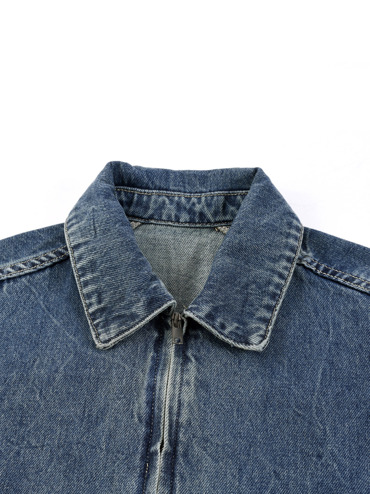 Kinetic Wear Vintage Wash Zip Up Denim Jacket