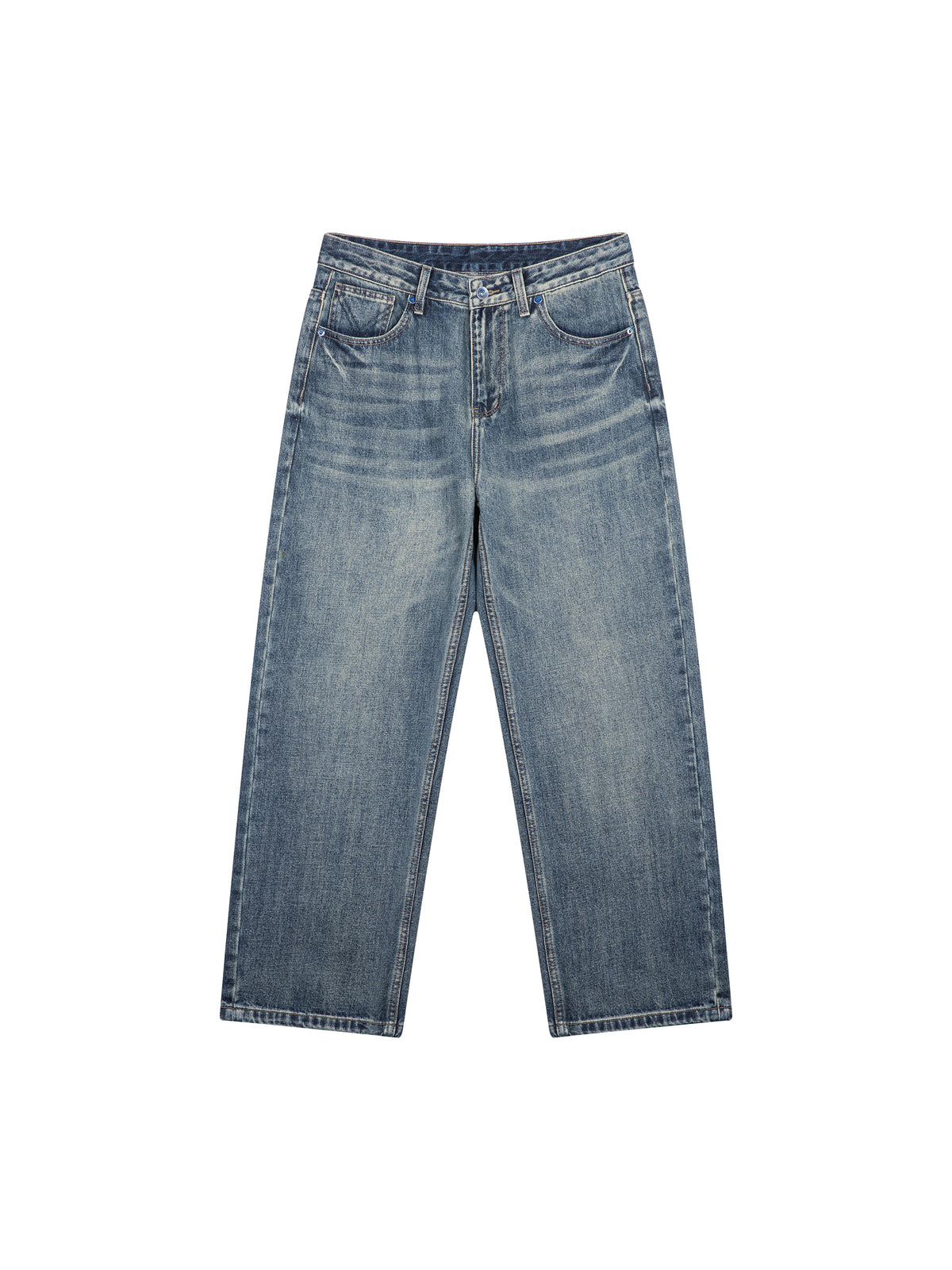 Kinetic Wear Men's Vintage Wash Straight Leg Denim Jeans
